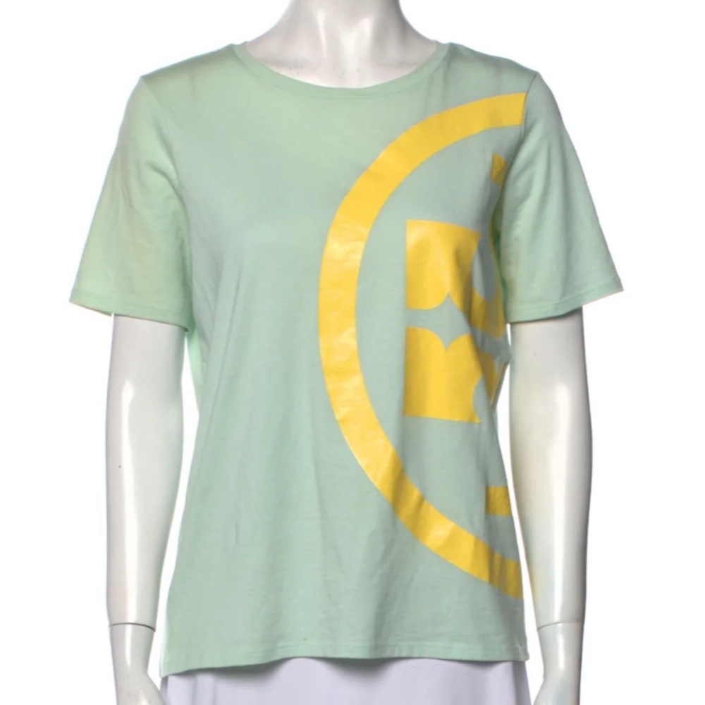Tory Burch 100% Pima Cotton Graphic Print Crew Neck T-Shirt Large